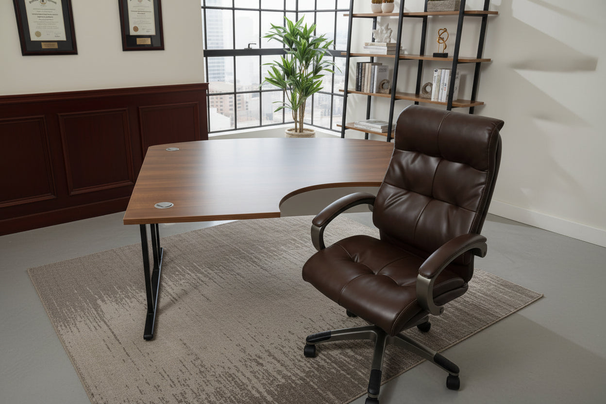 Executive bow fronted radial desk, left hand (1800mm x 1700mm)