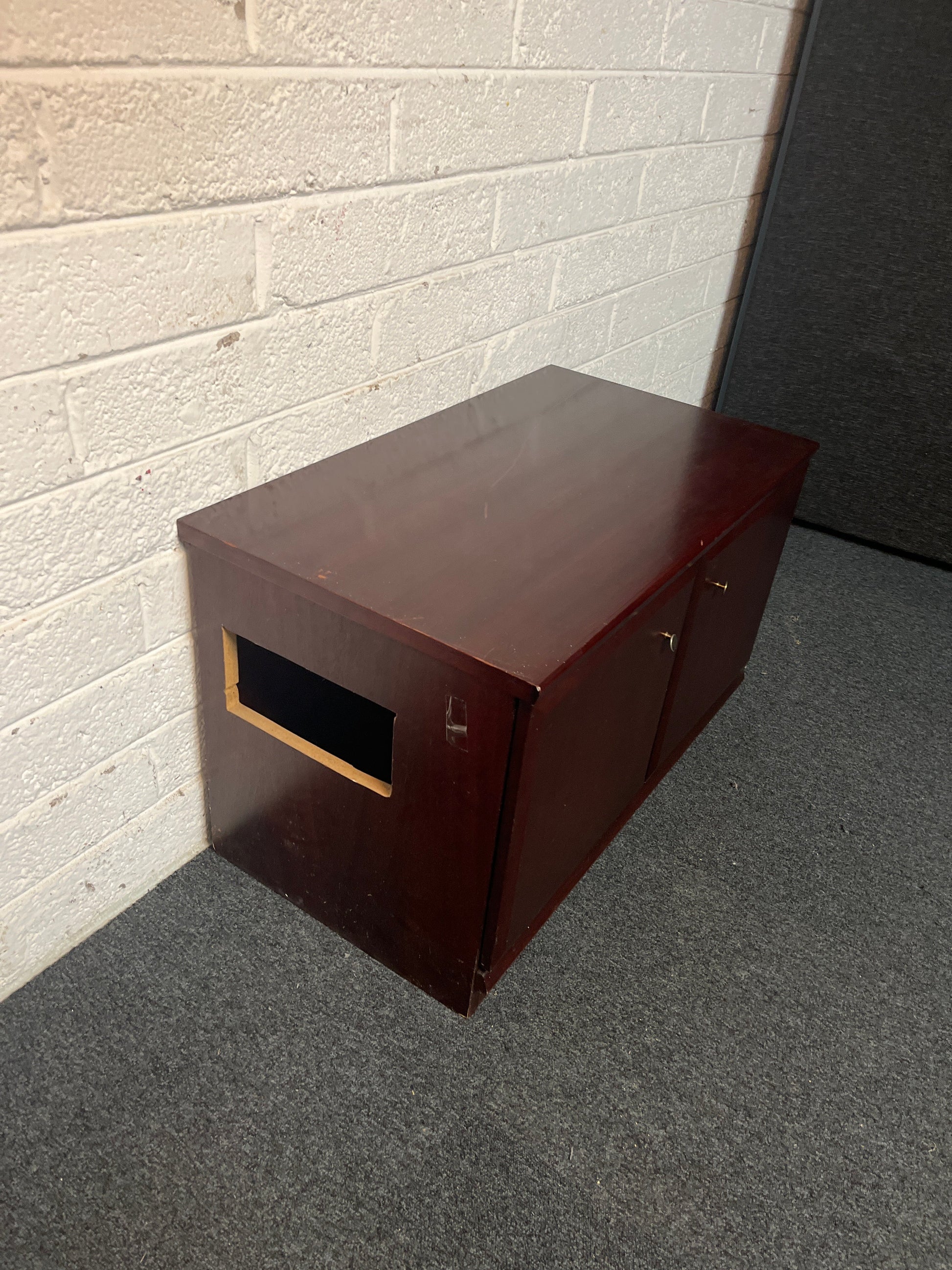 Mahogany low 2 door storage unit 2225