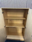 Tall maple 2 door storage unit with internal wooden shelves and key 95Wx160Hx60D. Price inc VAT