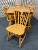 Beech rectangular kitchen table (L 115 x W 80 cm) with 6 no. matching solid wood chairs 44789