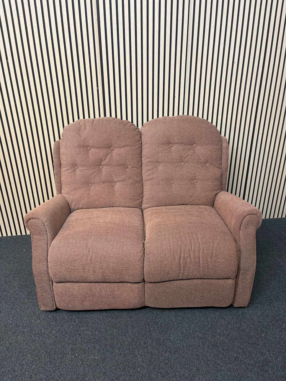 High back mixed brown fabric 2 seater sofa 2425