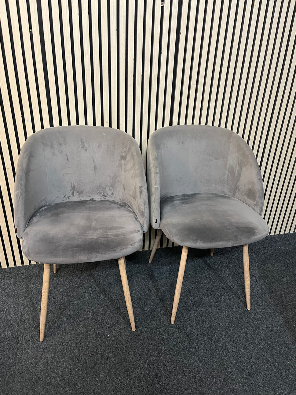 Grey velour fabric club dining chair (SET OF 2) 3126