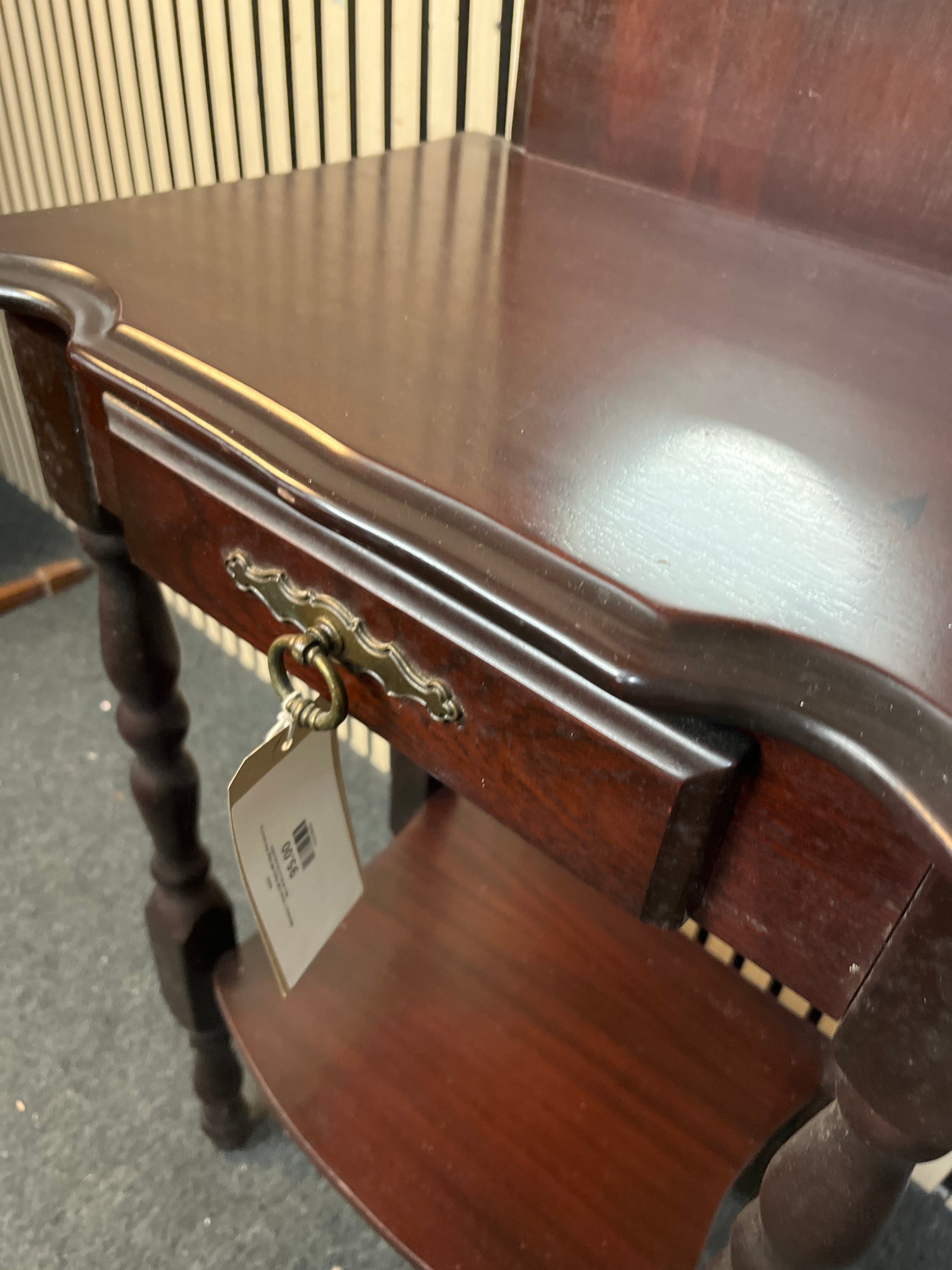 Mahogany 1 drawer hall stand with large slim mirror (H 180 x W 80 x D 35 cm) 43670