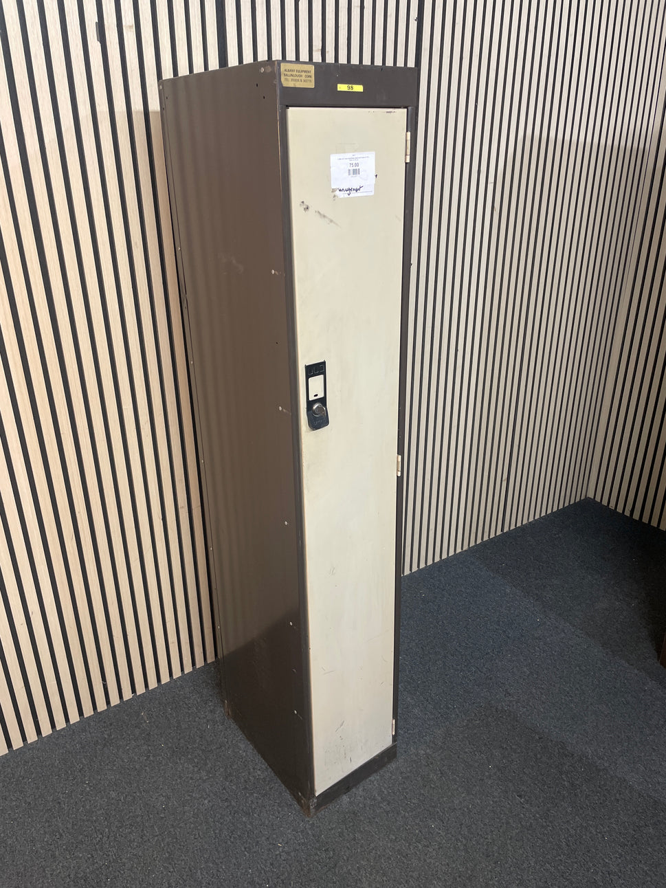 Coffee and cream metal frame single door locker (WITH KEY) (H 170 x W 45 x D 30 cm)
