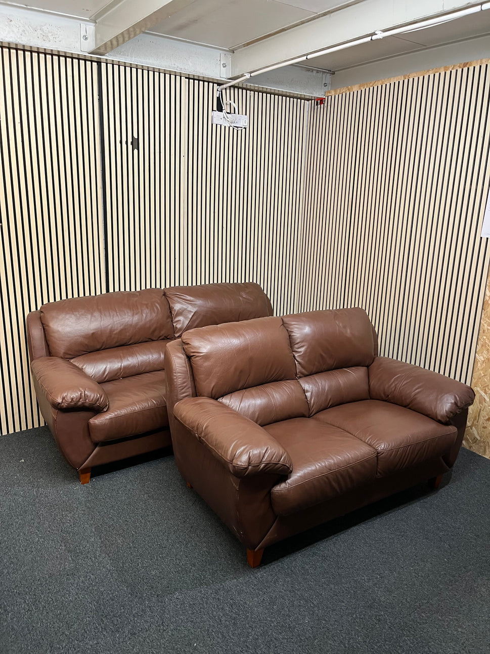 3+2 Dark brown leather suite 1126