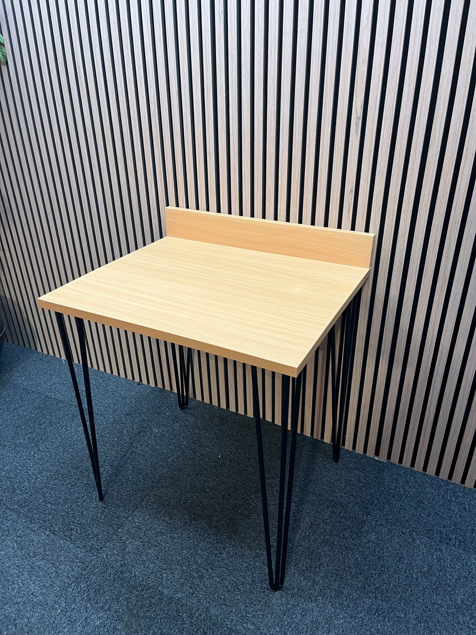 Beech laminate laptop study desk (W 60 x D 70 cm) with metal legs