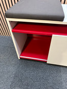 White and red sliding door storage unit (H 55 x W 160 x D 40 cm)