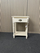 Cream painted ornate 1 drawer lamp table 44694