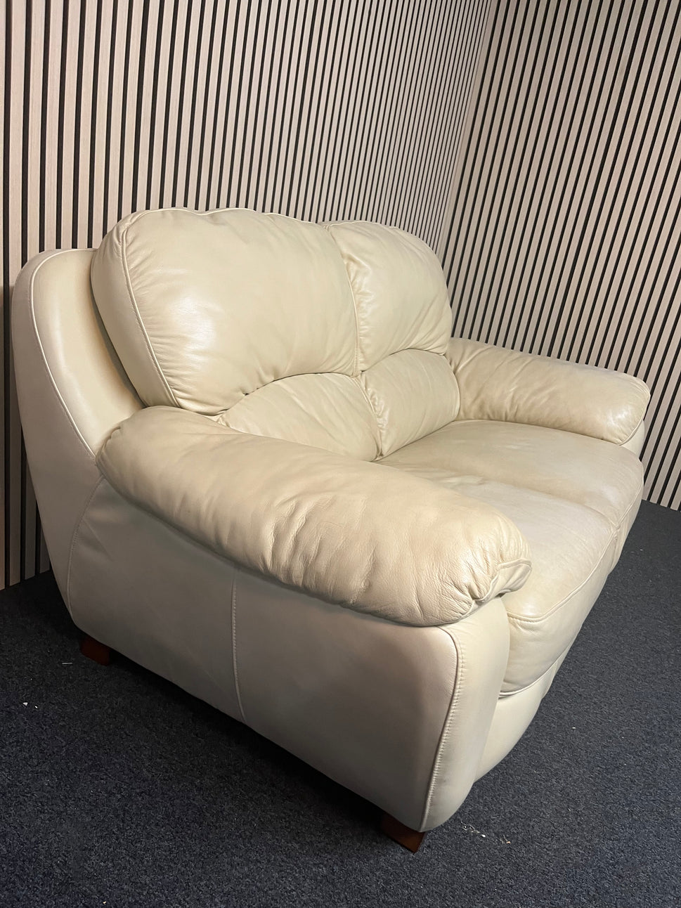 2 Seater real cream leather sofa 1325
