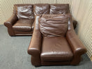 3+1 Modern dark brown leather sofa suite (3 seater width 198 depth 87 cm) 44558