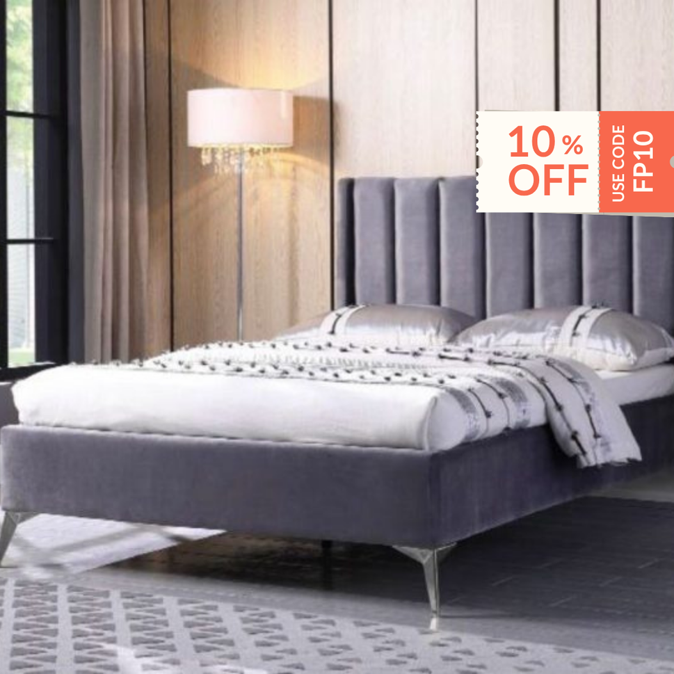 NEW Clara 4ft Small double grey fabric bed frame L2080 x W1330 x H1205
