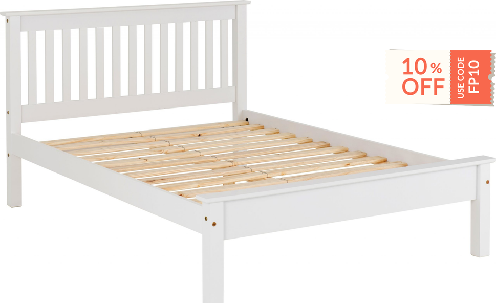 NEW Monaco 4ft 6 low end bed frame- White