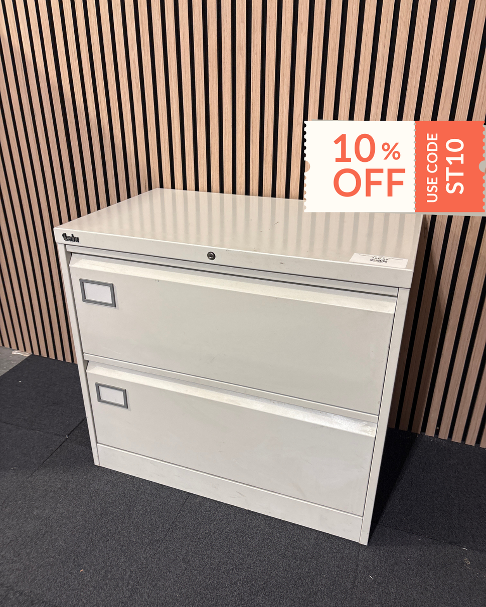 Silverline 2 drawer grey metal lateral filer 70Hx80Wx47D