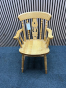 Traditional solid wood armchair with spindle back and decorative splat 44482