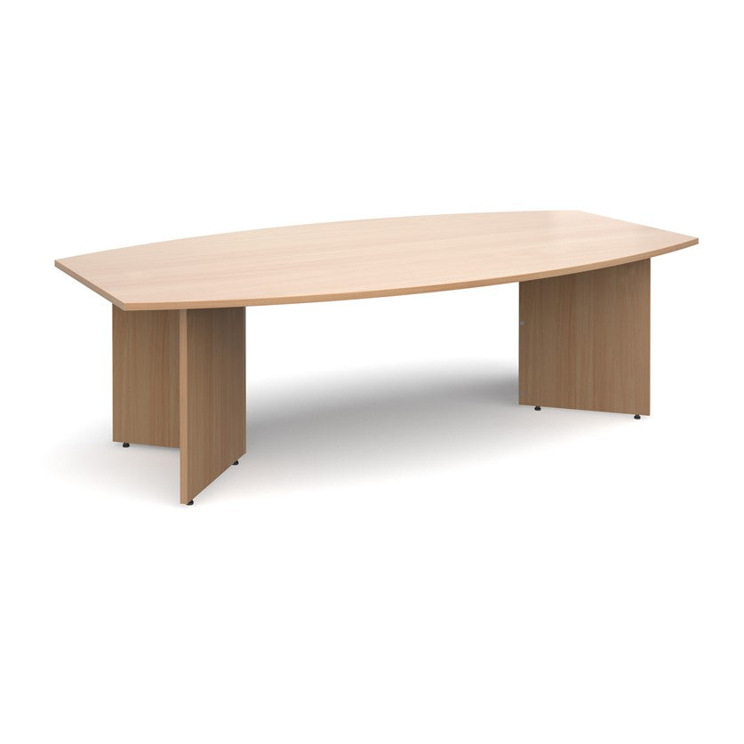 Barrel shape beech boardroom table 2400mm x 800 / 1300mm