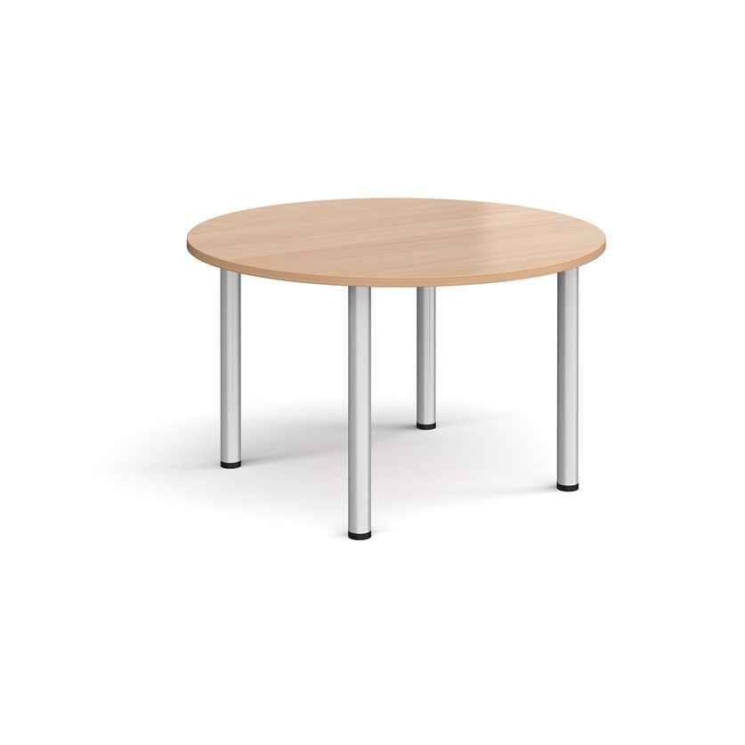 Circular chrome radial leg meeting table 1200mm- Beech