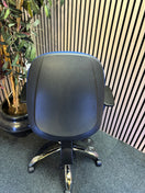 Jota high back ergonomic swivel chair with height adjustable arms and polished chome base in BLUE fabric. Price inc VAT