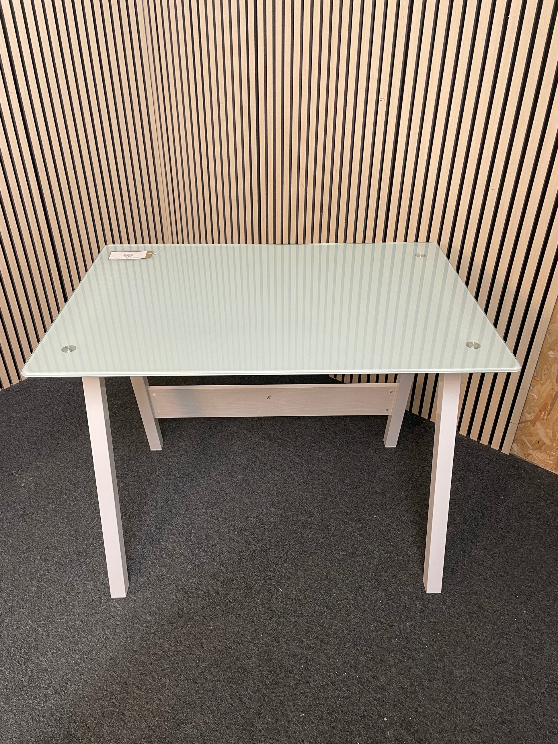 Tempered glass study desk, white frame, 1000mm x 700mm