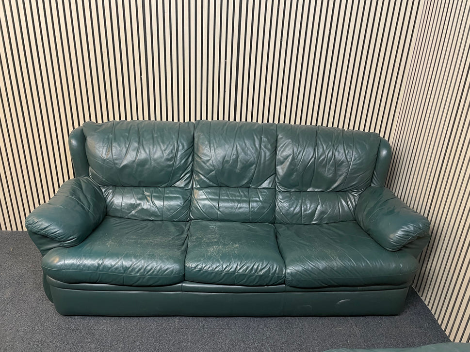 3+1+1 dark green soft leather suite 2425