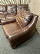 3+1 Modern dark brown leather sofa suite (3 seater width 198 depth 87 cm) 44558