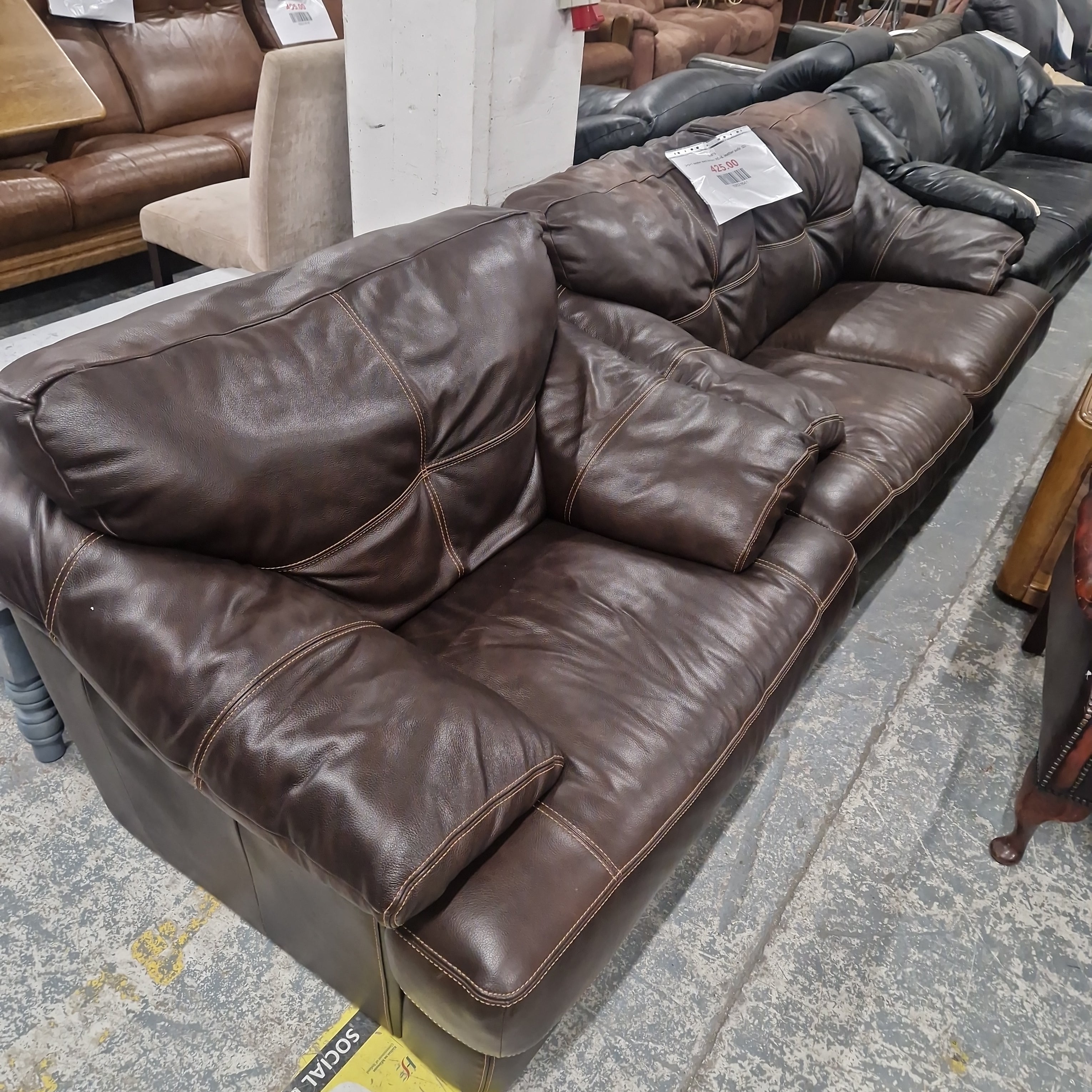 3+2+1 seater dark brown REAL leather sofa CJM Furniture