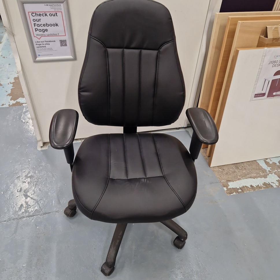 Zeus medium back 24hr task chair - black faux leather