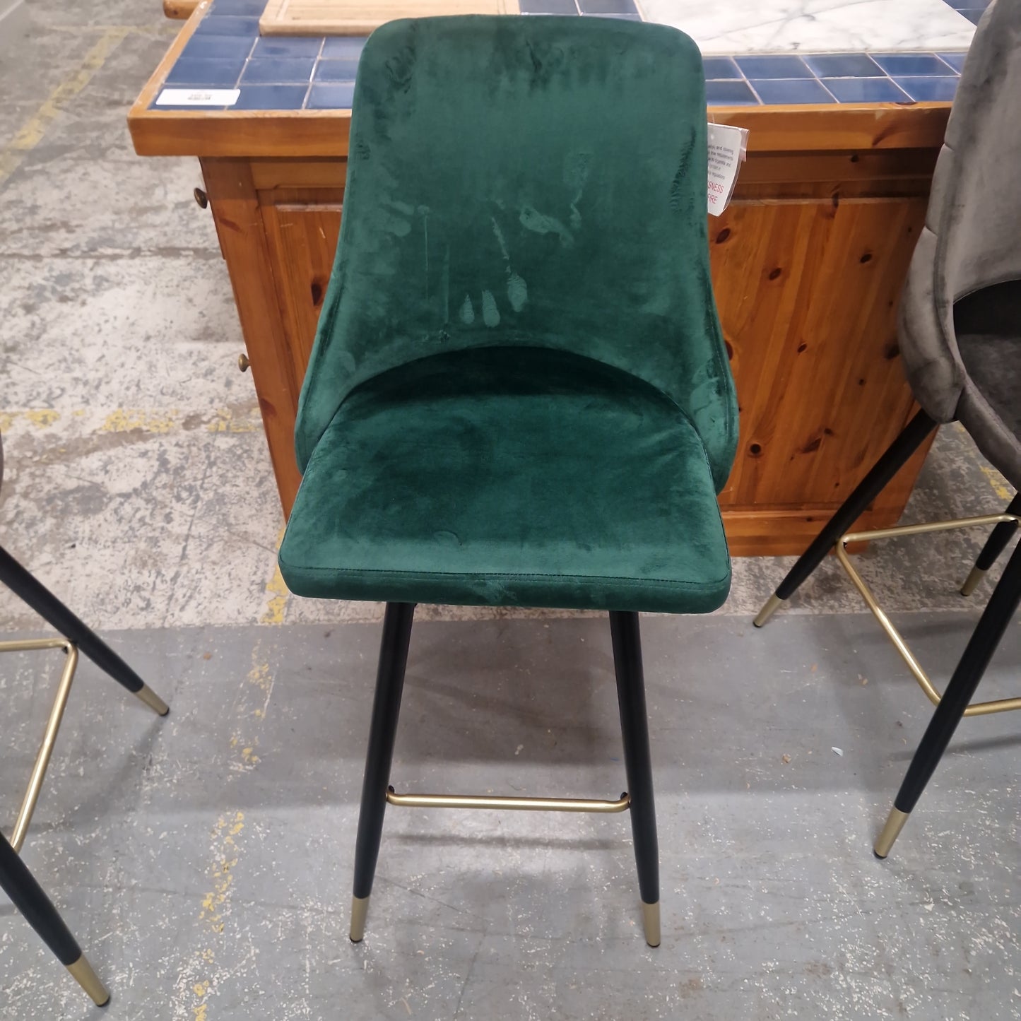 NEW Tuscany tall bar stool cw back (Green/Grey or Mink fabric)