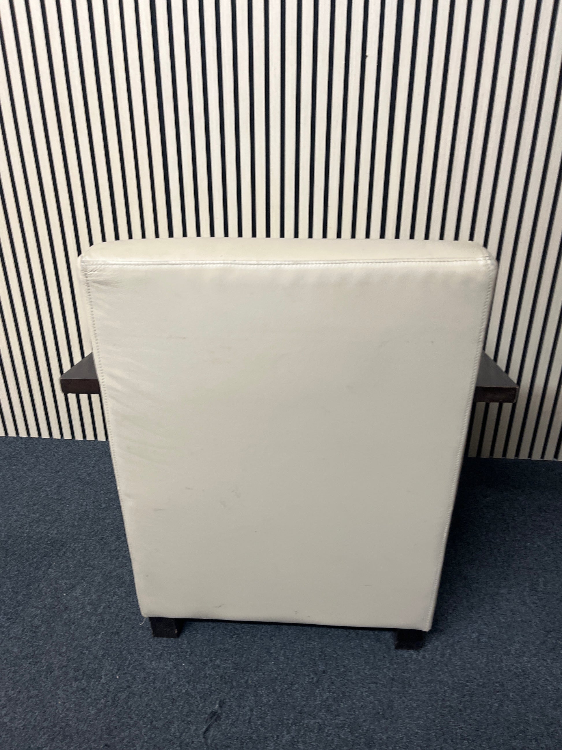 Solid wood stained frame RECEPTION lounge chair with cream leather finish