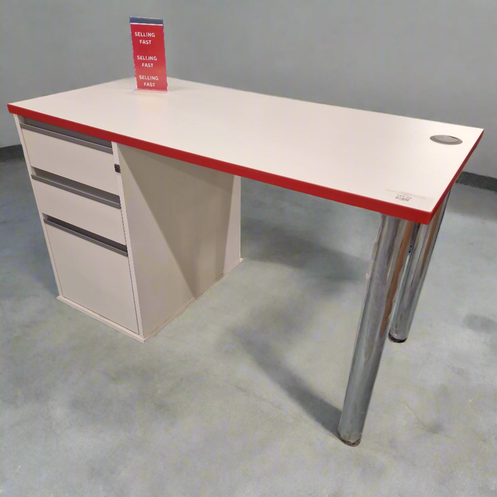 Straight desk 126 with fixed pedestal (1200mm x 600mm)