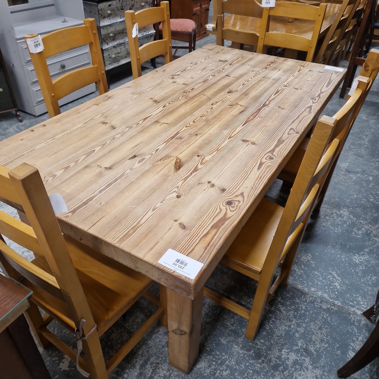 Solid pine large PINE SLAB farmhouse dining table