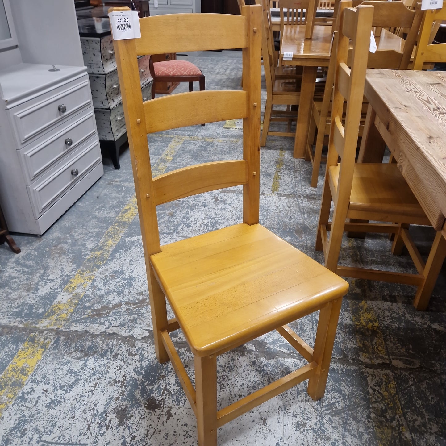Solid wood high back kitchen chair