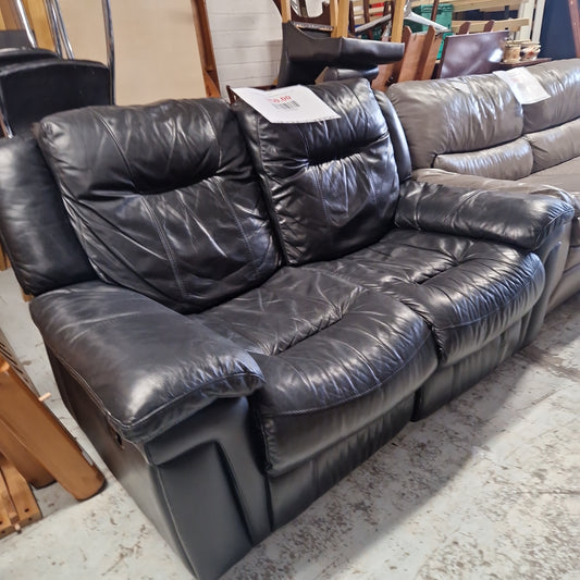 2 seater black leatherette recliner sofa