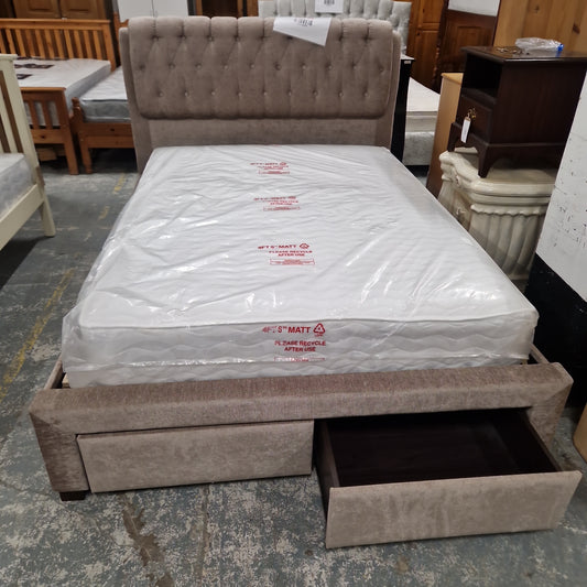 5ft button back bed frame taupe fabric back bed frame