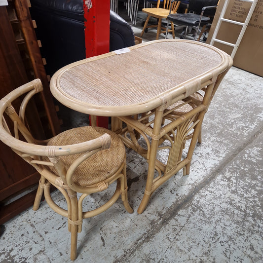 Cane table with 2 no. chairs