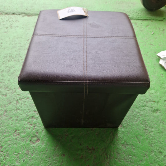 Brown leatherette square footstool