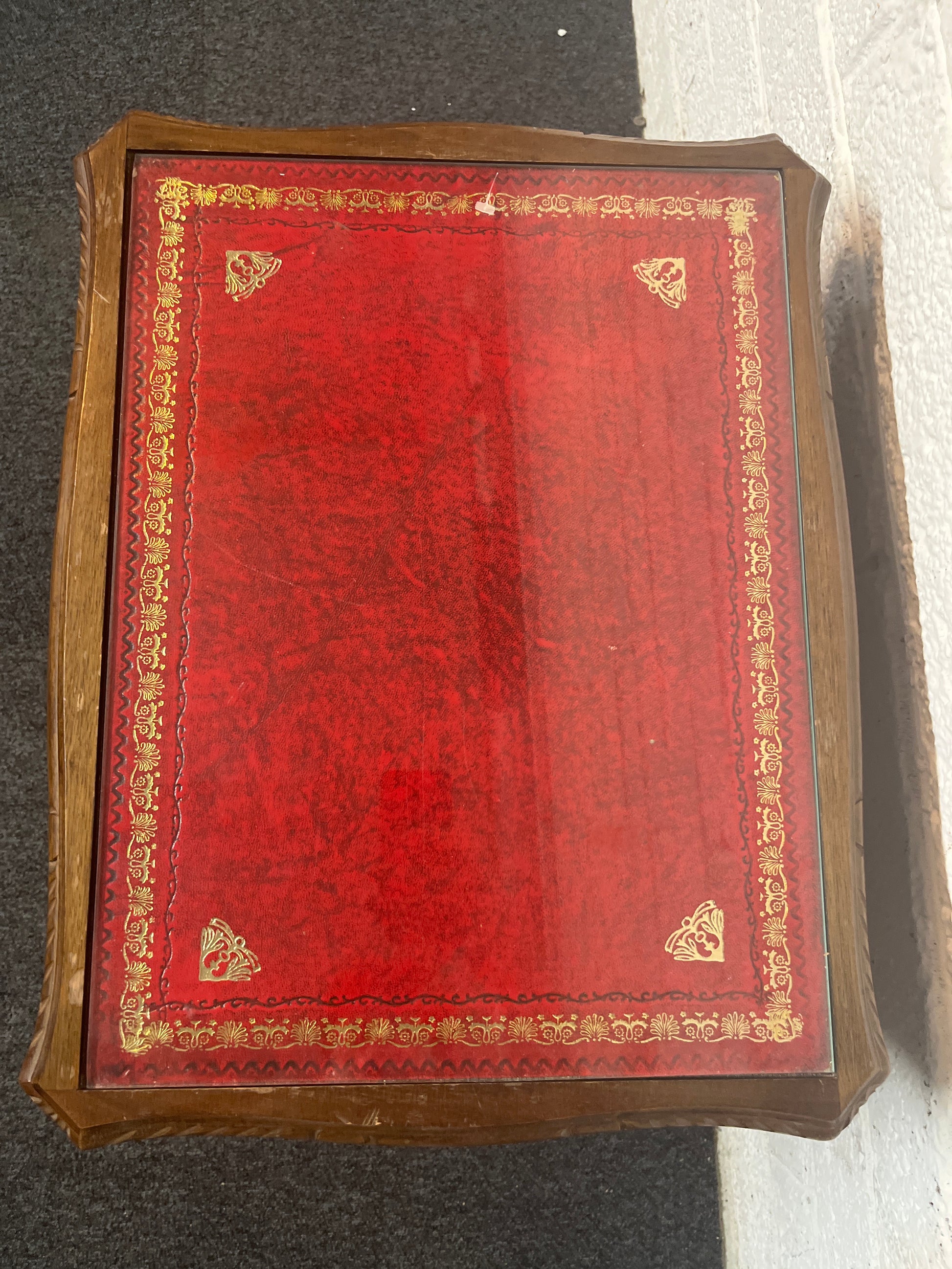 Mahogany half moon table with glass top 1325