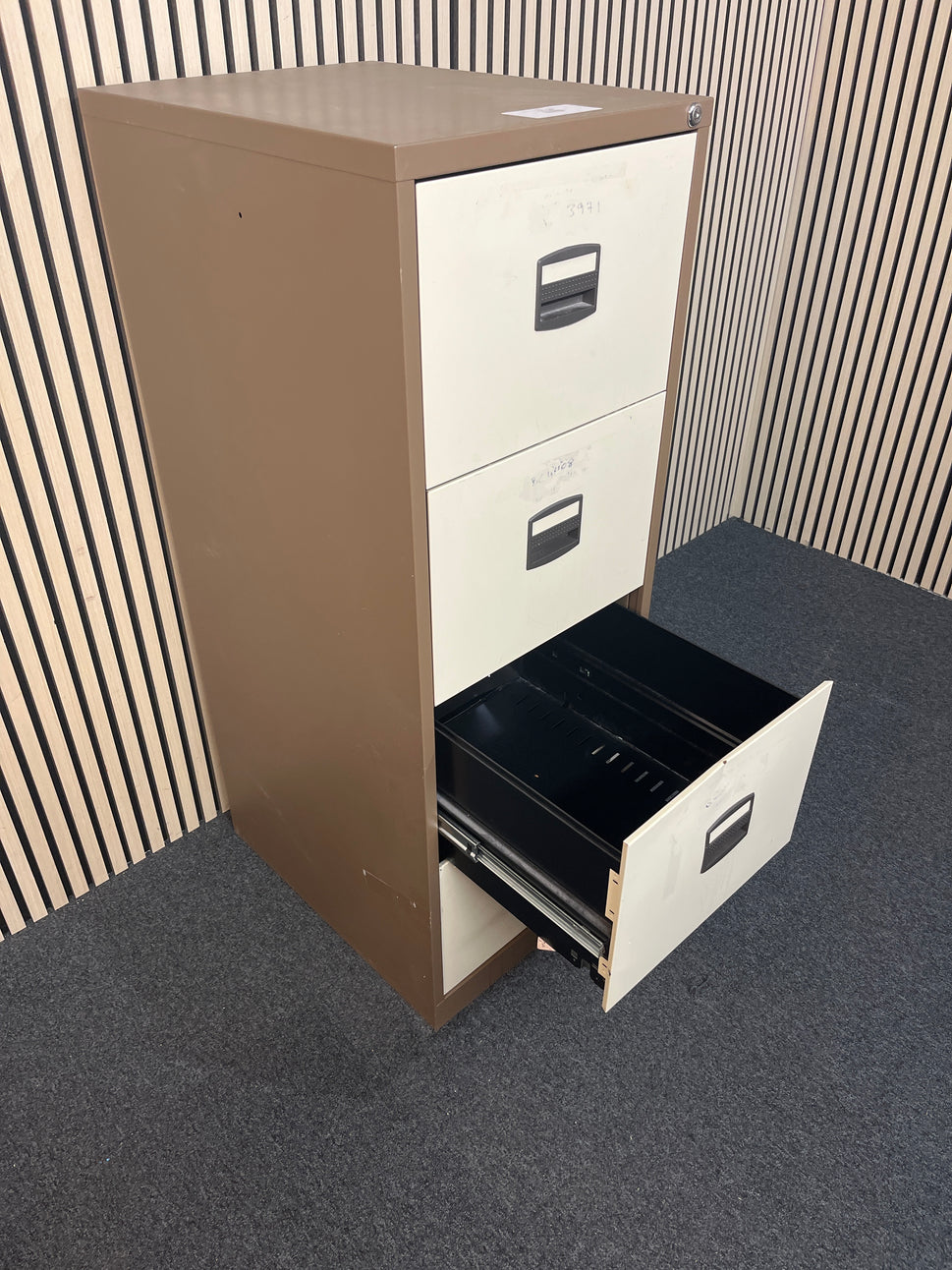Coffee and cream 4 drawer metal filing cabinet