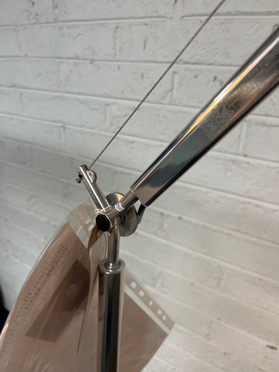 Artemide Tolomeo Mega floor lamp, 42cm aluminum parchment standard lamp. A real design classic, RRP 1000Euro. CJM Price 350Euro. 3 no. in Stock 1325
