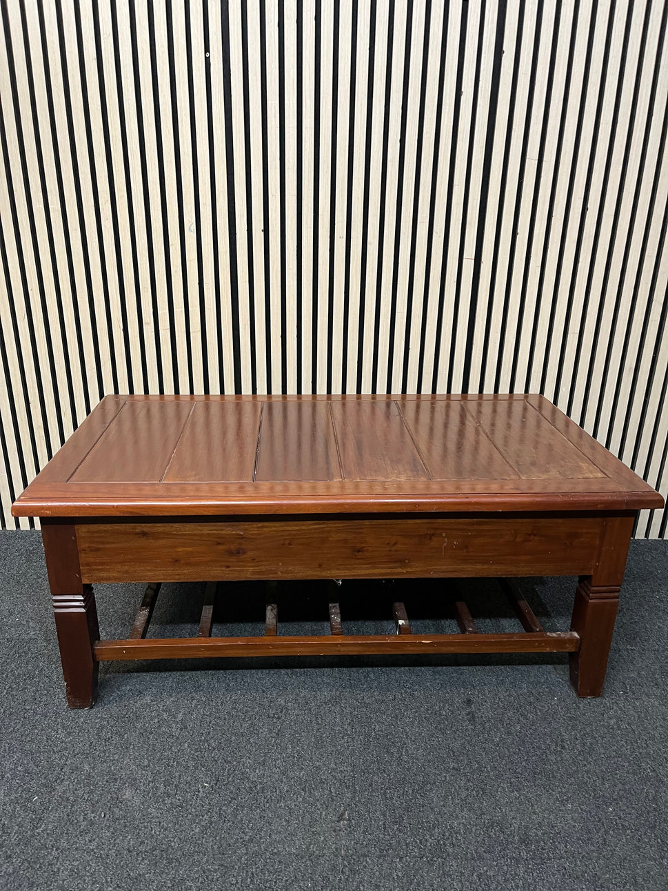 Solid teak large low rectangular coffee table with drawer (H 45 x W 110 x D 60 cm) 3126