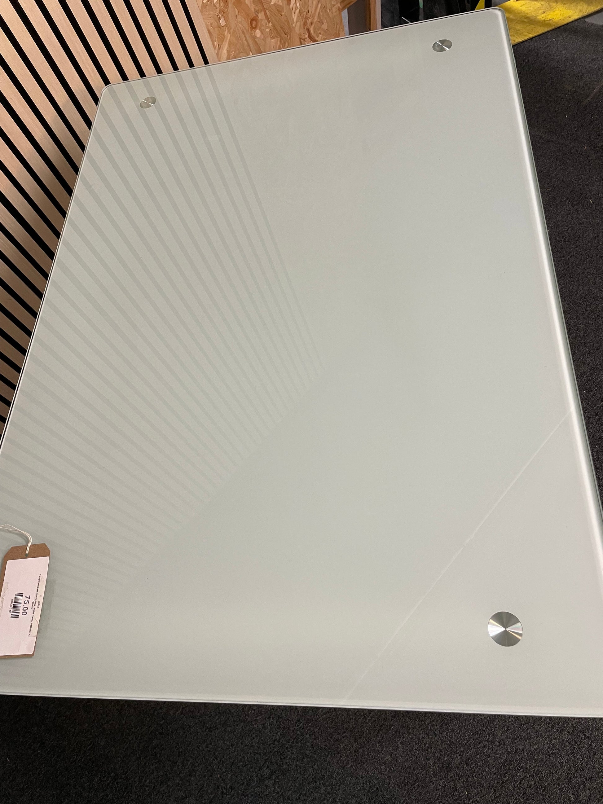 Tempered glass study desk, white frame, 1000mm x 700mm