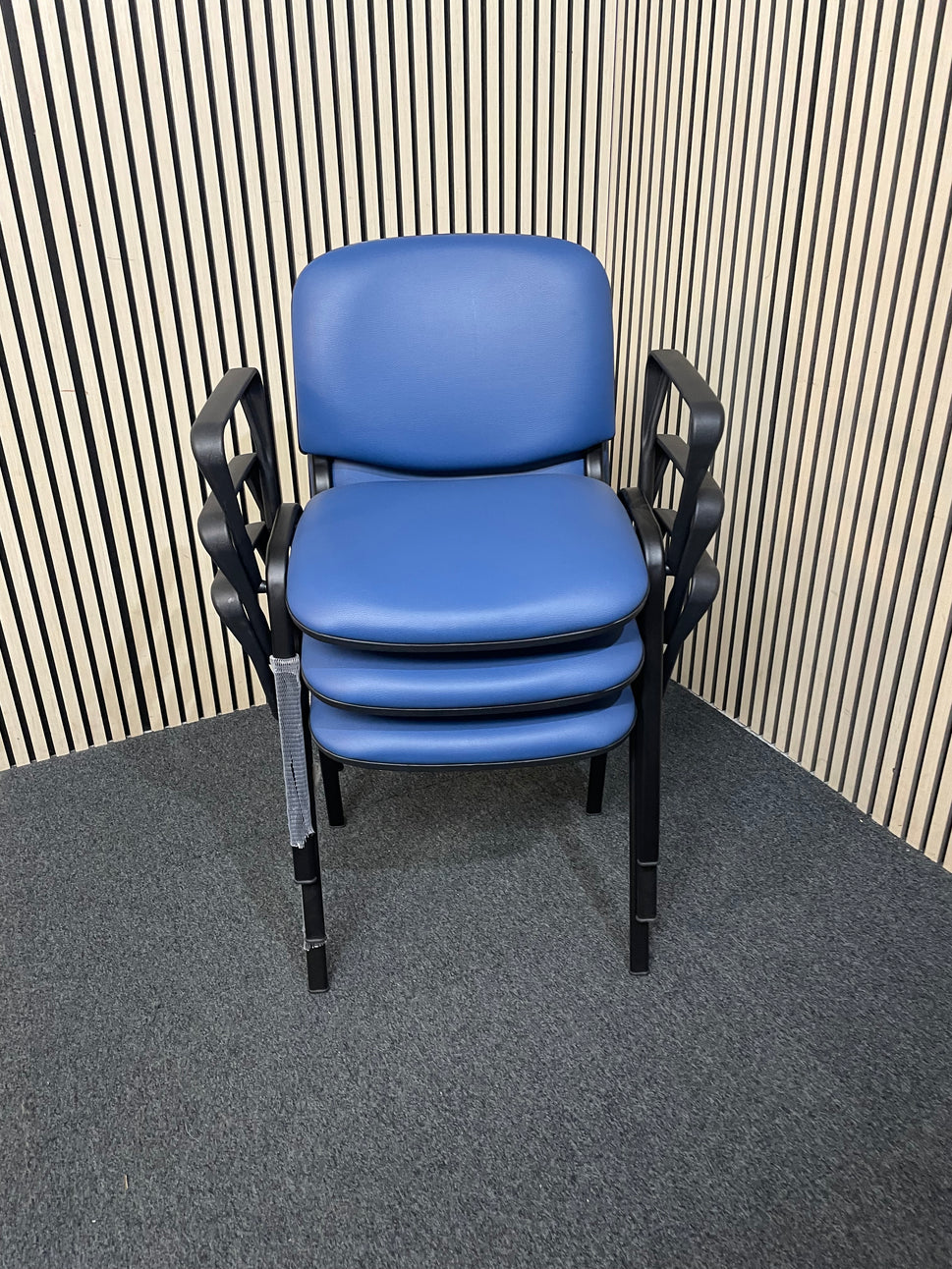 NEW Taurus Blue framed stacking meeting chair with blue vinyl seat and back. PRICE INC VAT.