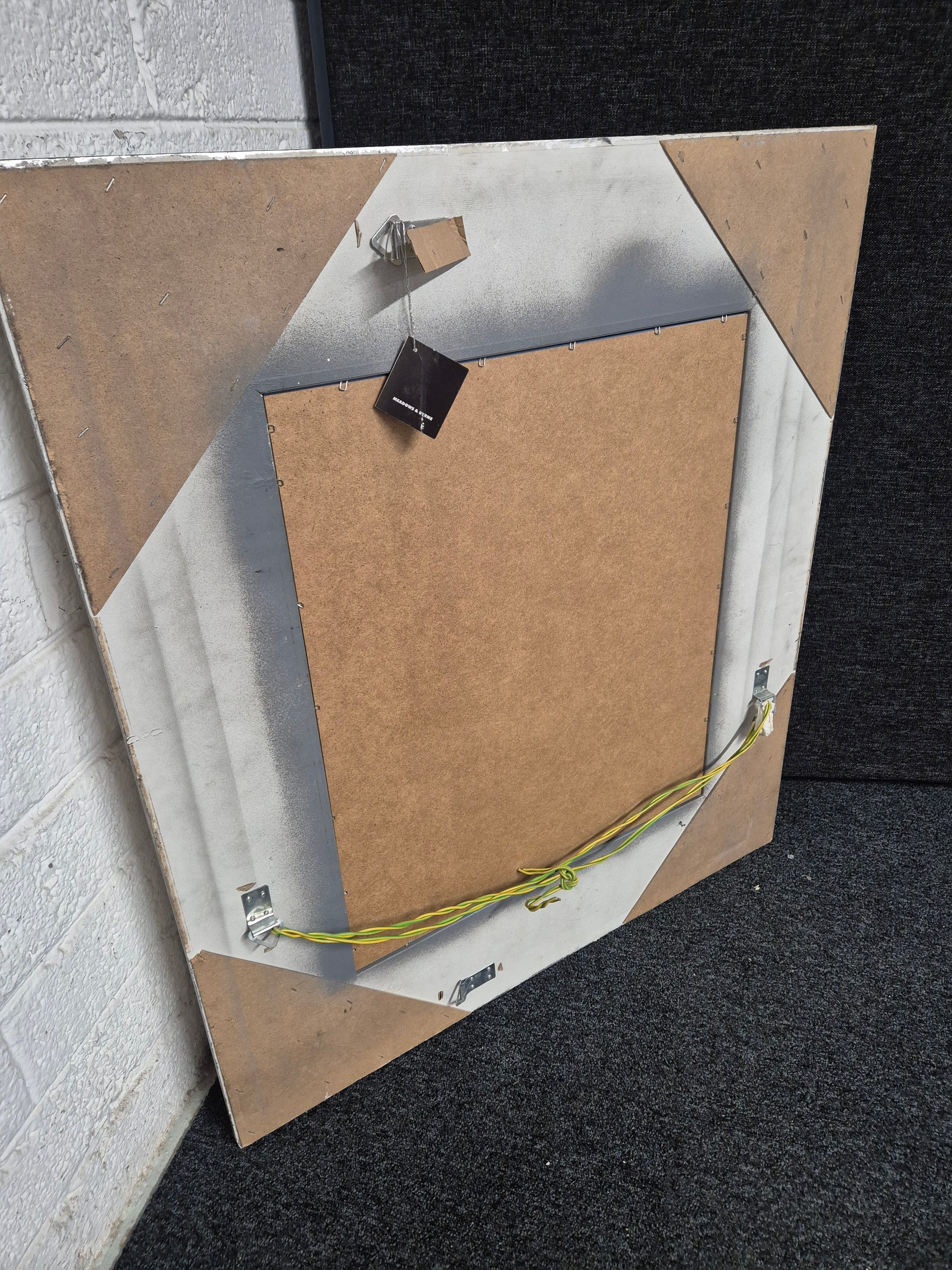 Solid wood silver painted square mirror (H 900 x W 820 mm) 3125