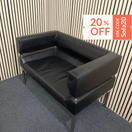 Compact black faux leather 2 seater sofa with metal legs 44144