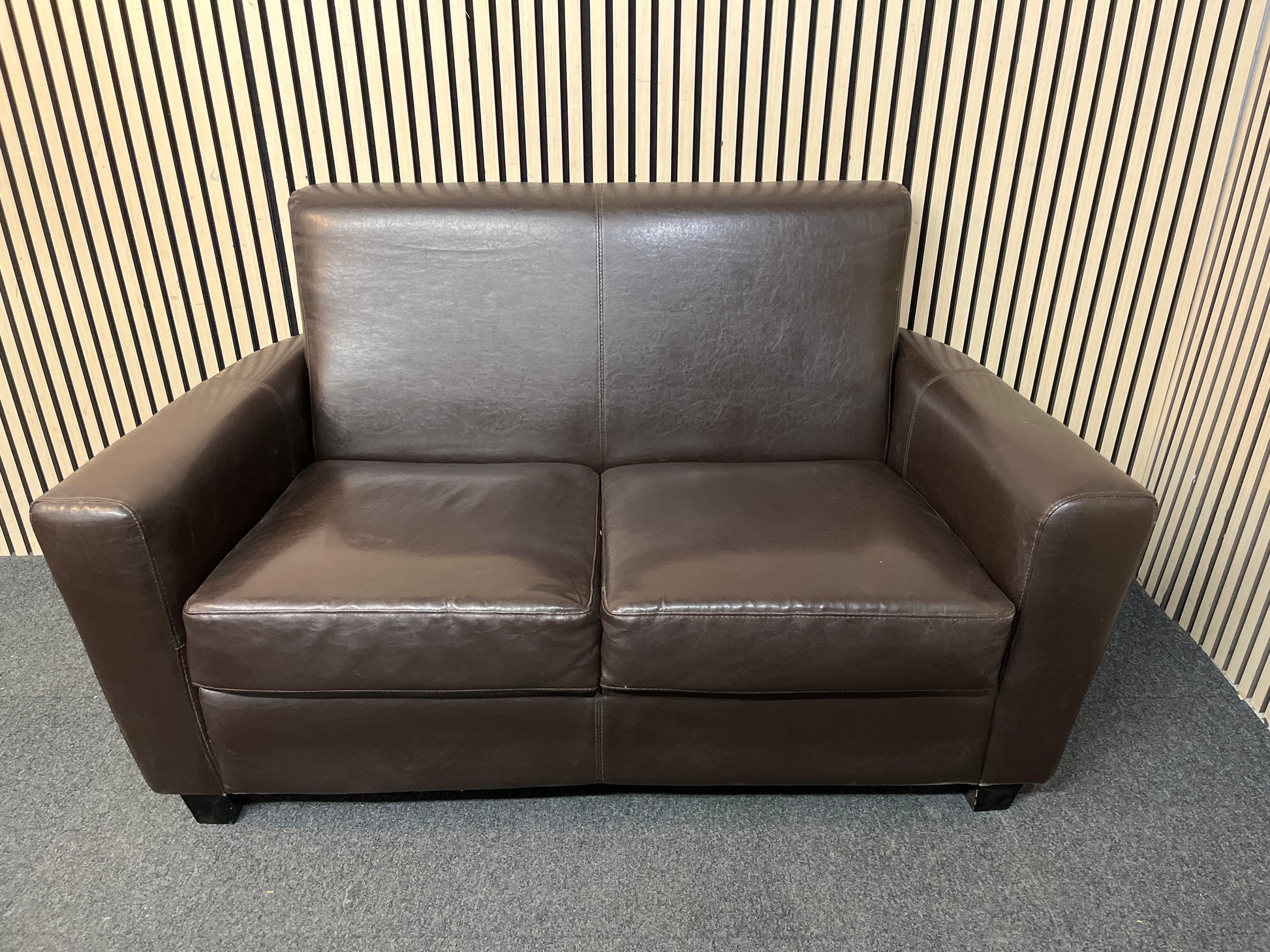 2 seater brown leatherette sofa 43747