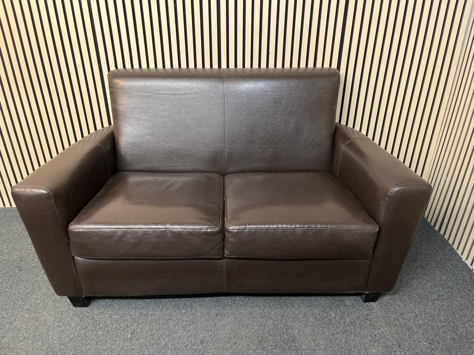 2 seater brown leatherette sofa 43747