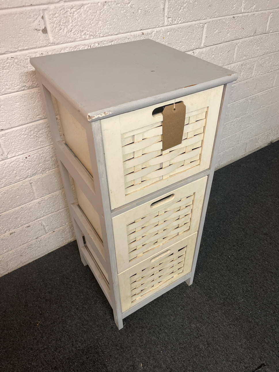 White painted wooden 3 drawer storage unit 1325