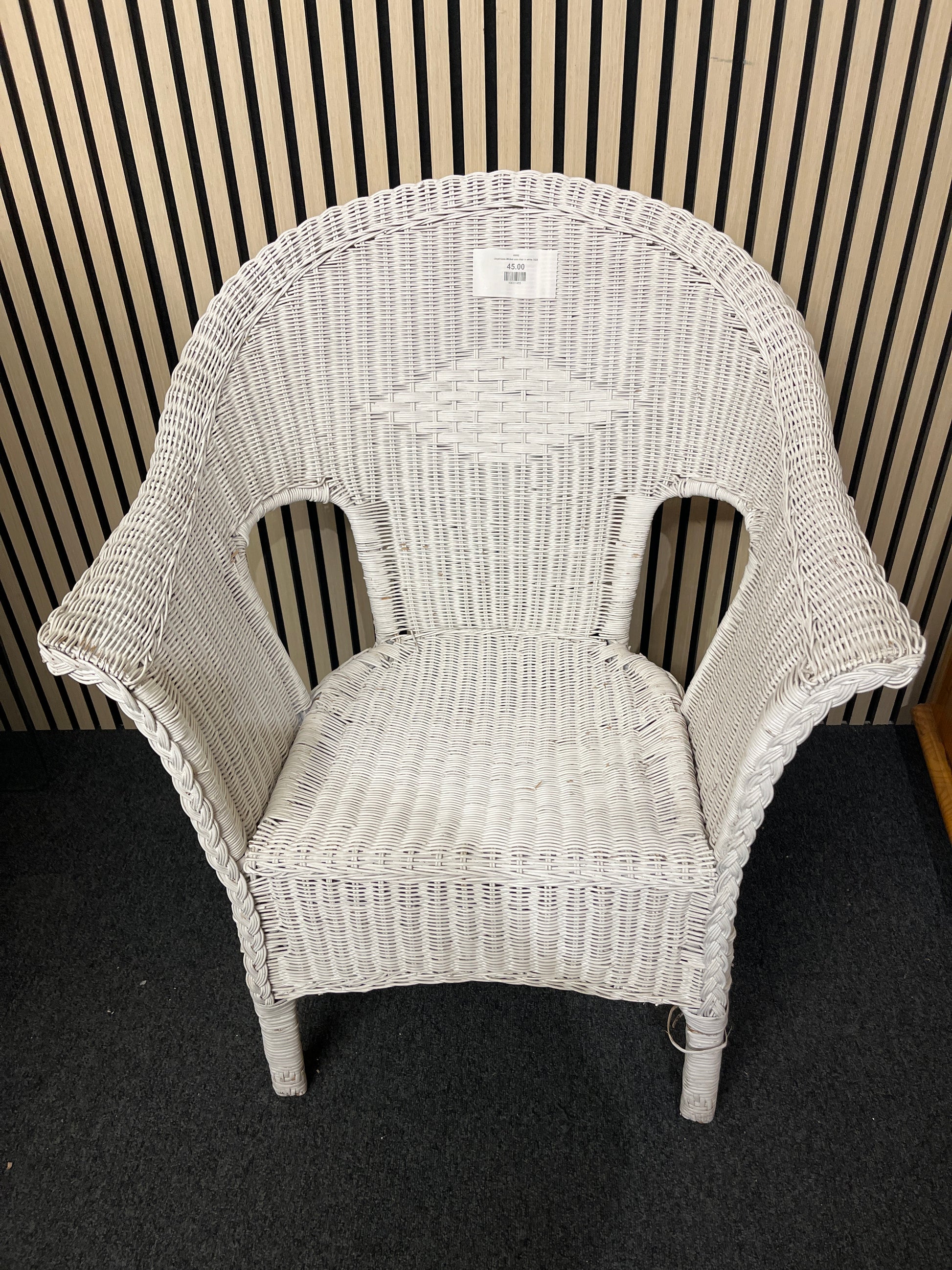 Lloyd loom Wicker arm chair in white 3325
