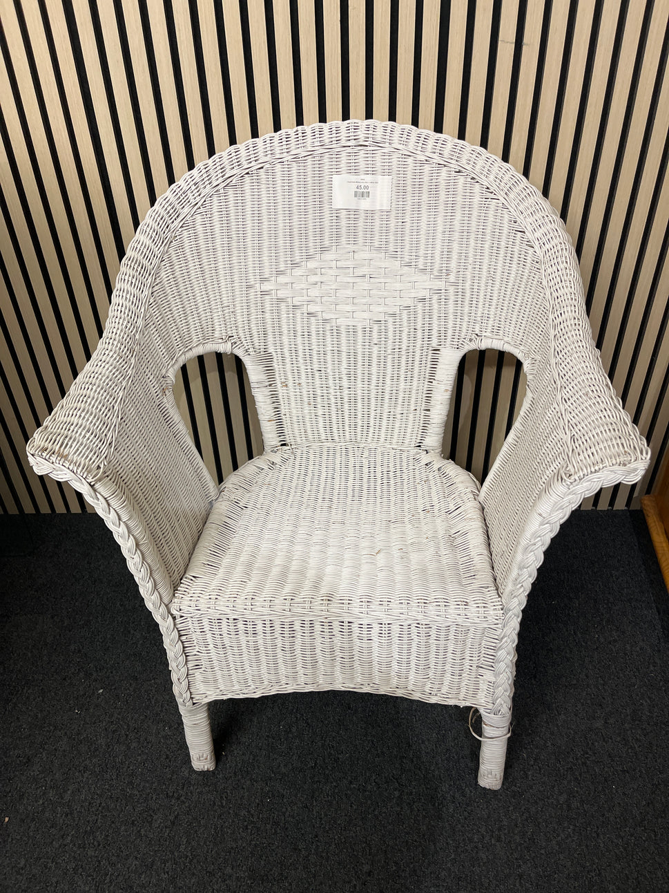 Lloyd loom Wicker arm chair in white 3325