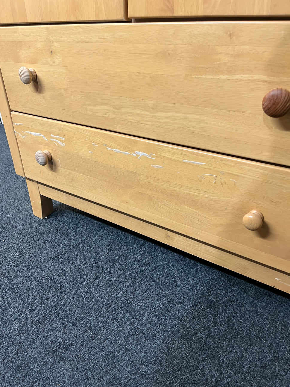 Tall beech two door wardrobe with two base drawers (H 208 x W 88 x D 58 cm) 1425