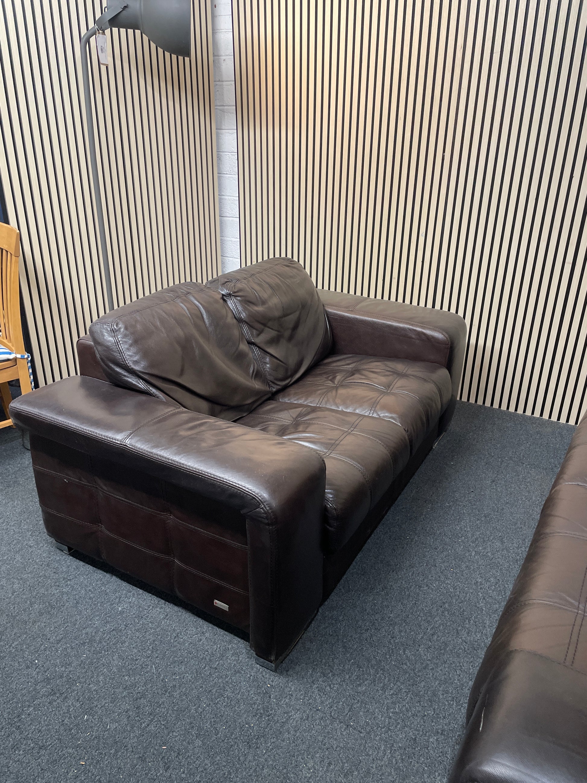 3+2 soft dark brown leather sofa suite 2425
